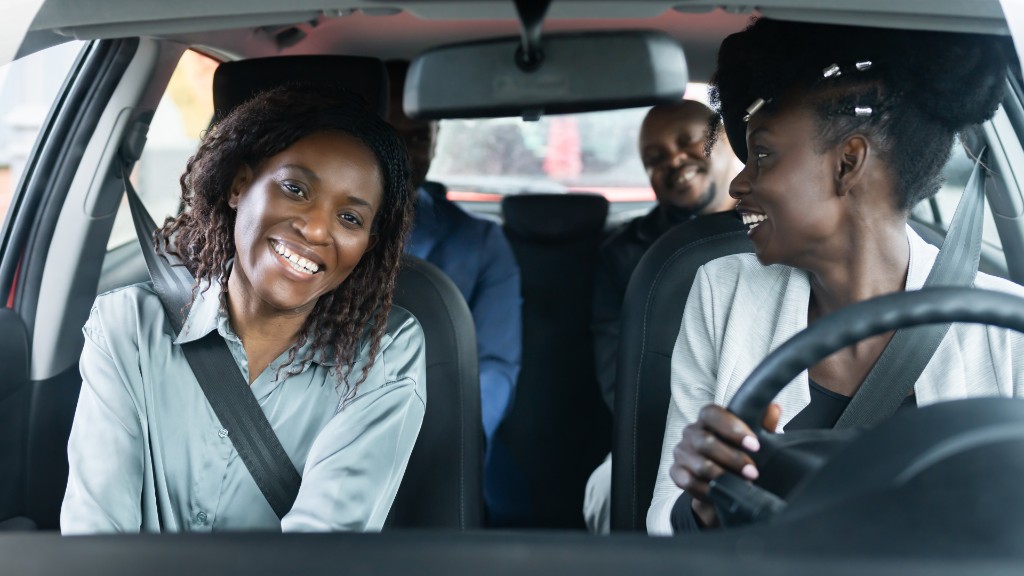 Friends sharing a ride